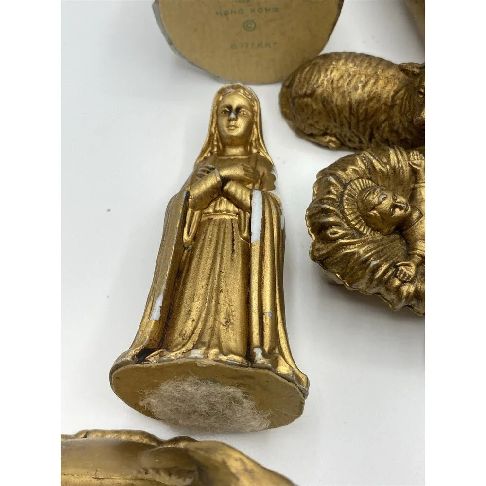 Vintage Christmas Nativity Figures 12 Pc Plastic Hong Kong Wisemen Jesus Angel